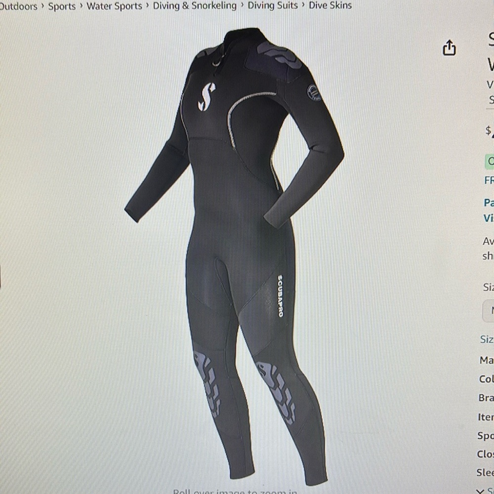 SCUBAPRO Everflex Yulex Dive Steamer, Women, 3/2mm scuba wetsuit medium short 6s